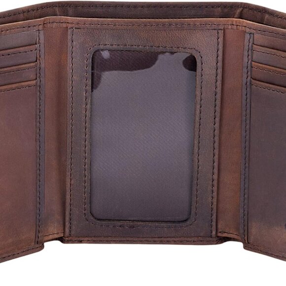 Trifold Leather Wallet for Men with RFID Blocking